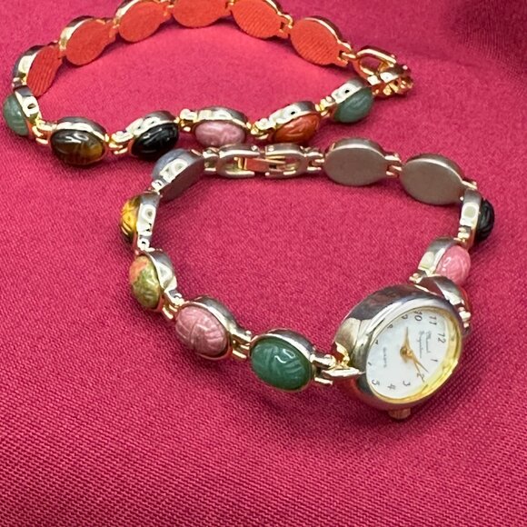 VTG Marcel Drucker Signature Scarab Quartz Watch w/ Matching Bracelet. main image 12